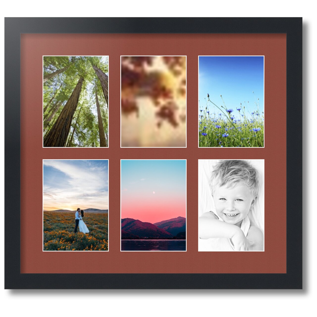 ArtToFrames Collage Photo Picture Frame with 6 - 5x7 inch Openings, Framed in Black with Over 62 Mat Color Options and Plexi Glass (CSM-3926-2041)